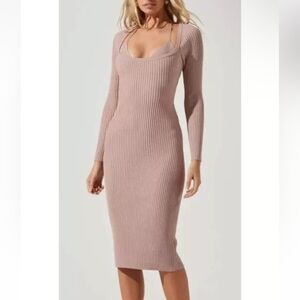Astr the Label‎ Topanga Dress Halter Bralette Ribbed Midi Sz L